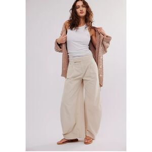 Free People Tegan Washed Barrel Trousers Pants Pleated Tapered Leg XXS 278600